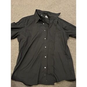 Men's Club Monaco Dress Shirt Black Solid Mens Size‎ XL